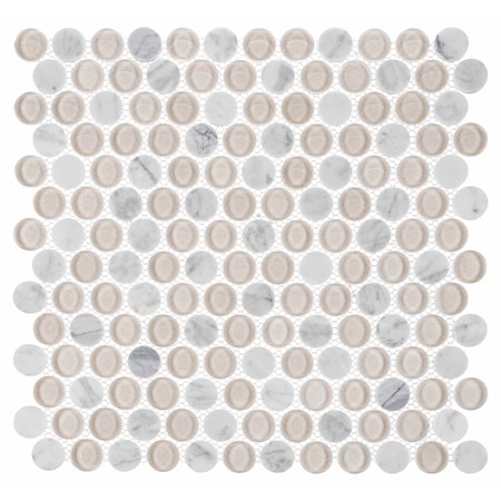 Andova Tiles Space 3/4 in. Penny Round Glass & Natural Stone Mosaic Wall & Floor Tile Space 3/4 in. Andova Tiles